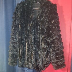 Roaman Black Faux Fur 3xl Coat Retro